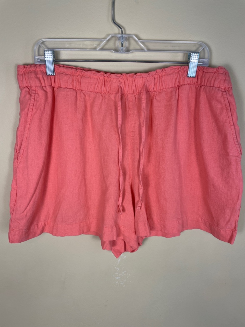 GAP Women's Linen Blend Coral Pink Drawstring Pockets Casual Summer Shorts